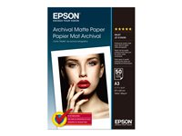Epson Archival Matte Paper - Matt - A3 (297 x 420 mm) - 192 g/m² - 50 ark papper - för SureColor SC-P700, P7500, P900, P9500, T2100, T3100, T3400, T3405, T5100, T5400, T5405 C13S041344